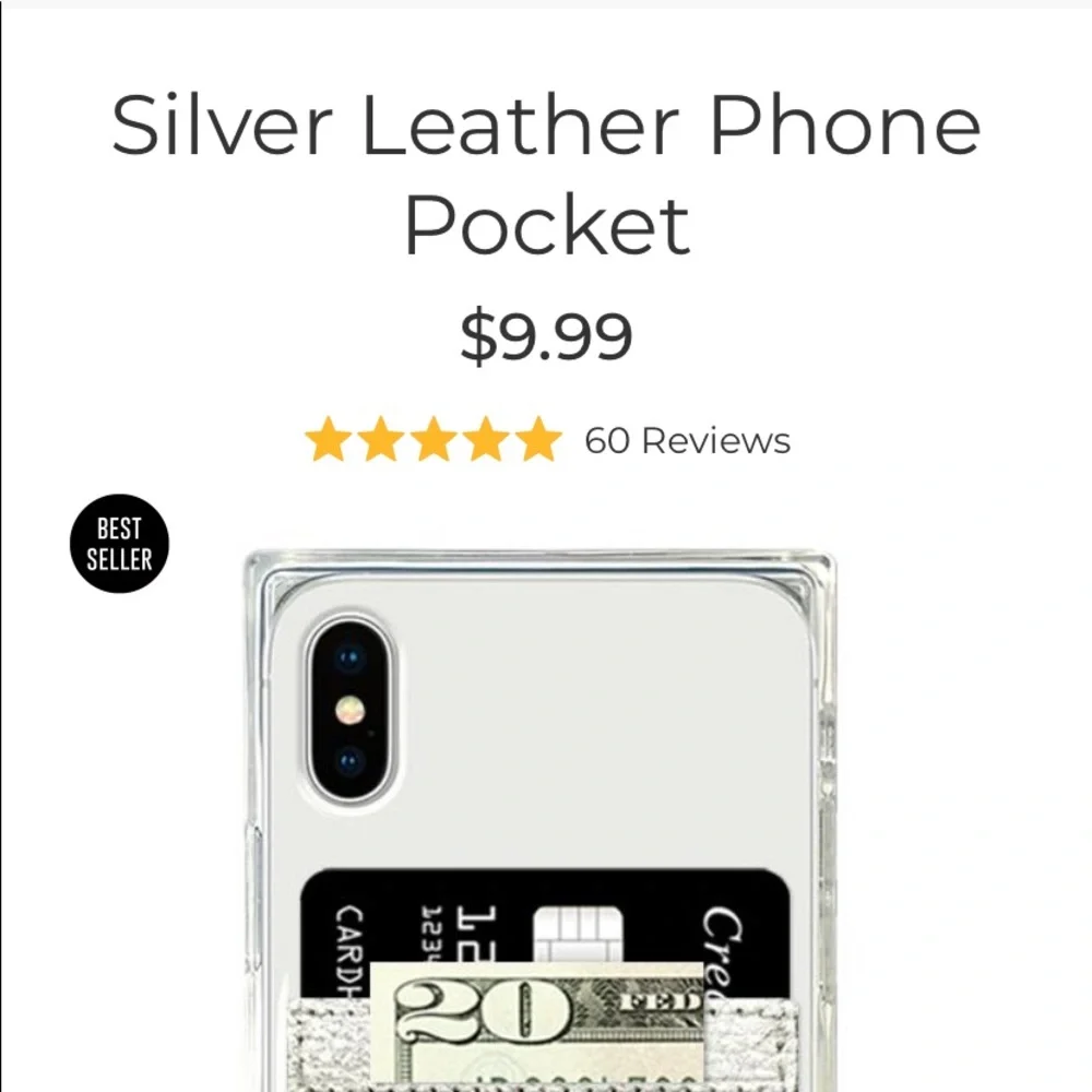 FREEEE!!!   IDecoz Silver metallic leather like  phone pocket
